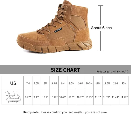 Vista 6 de FREE SOLDIER Waterproof Hiking Work Boots Men's Tactical Boots 6 Inches Lightweight Military Boots Breathable Desert Boots