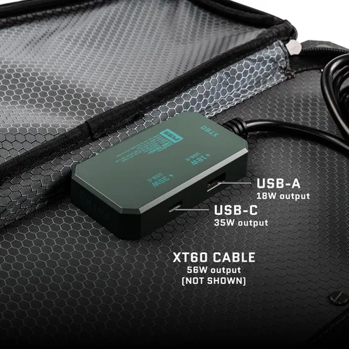 Vista 7 de Spectre - Panel solar plegable de 56 W Salida USB-C y USB-C para carga Ultraduradero, IPX7 impermeable, diseño encadenable, potencia solar fuera