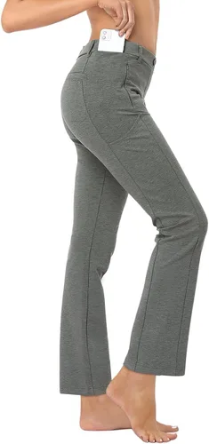 Vista 2 de HDE Pantalones de yoga para mujer, pierna recta, con 8 bolsillos