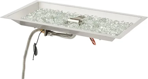 Vista 2 de The Outdoor Greatroom Company Quemador de gas propano – Kit de quemador de fuego de cristal lineal Plus Spark Ignition – Inserto para hoguera de gas