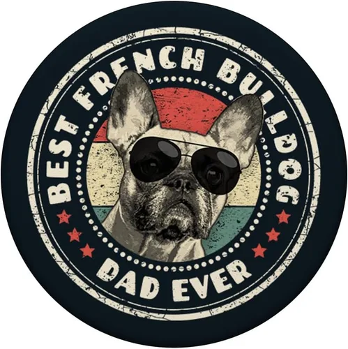 Vista 3 de Best Frenchie Dad Ever Retro French Bulldog Lover Owner Dad PopSockets intercambiable PopGrip