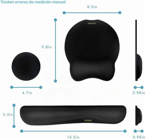 Vista 7 de VAGAU Reposamuñecas Premium para Teclado y Soporte de Muñeca para Mouse Pad, Juego de Espuma Viscoelástica Ergonómica para Oficina, Laptop, Mac