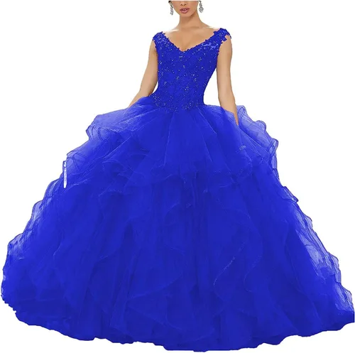 Vista 27 de QXMYOO Vestido de Gala de Quinceañera Sweet 16 Fiesta de Graduación Vestido de Princesa para Adolescentes Negro (Style1-Black)