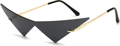 Vista 2 de willochra Gafas de sol triangulares sin marco de una pieza para mujer, lentes de sol de moda con lentes de océano, gafas de sol para hombres