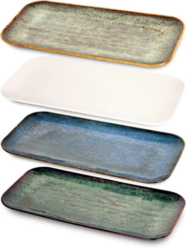 Vista 18 de Juego de platos de porcelana para cena, juego de 2, para fruta, postre, plato para aperitivos, pan, cupcake, ensalada - Apto para microondas
