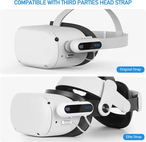 Vista 3 de MITO LCD Display Battery Pack for Oculus Quest 2Quest 2 Pro Headset and Elite Strap VR Extend Power Accessories for Meta Quest 2 Lightweight &