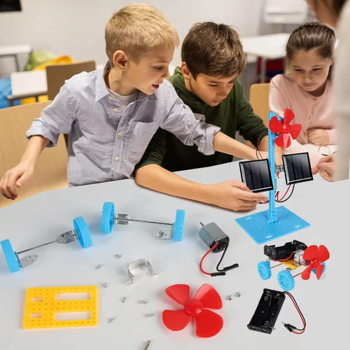 Vista 5 de 4 en 1 Kits STEM de Energía Solar y Motor Eléctrico, Proyectos de Experimentos Científicos para Niños Principiantes, Kit de Juguete Solar Impulsado