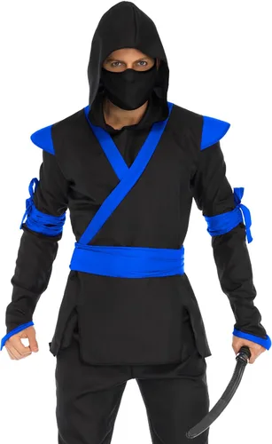 Vista 3 de Leg Avenue Men's 5 Pc Ninja Costume with Shirt, Pants, Belt, Face Mask, Hood