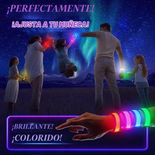 Vista 7 de FANL Pulseras LED brillantes, 3 modos de luz, recuerdos de fiesta iluminados Paquete de 12 – Surtido de 6