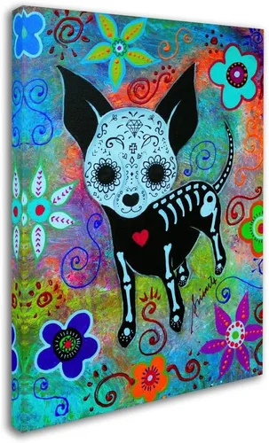 Vista 2 de Prisarts - Lienzo decorativo para pared con cara negra de perro chihuahua, 14 x 19 pulgadas