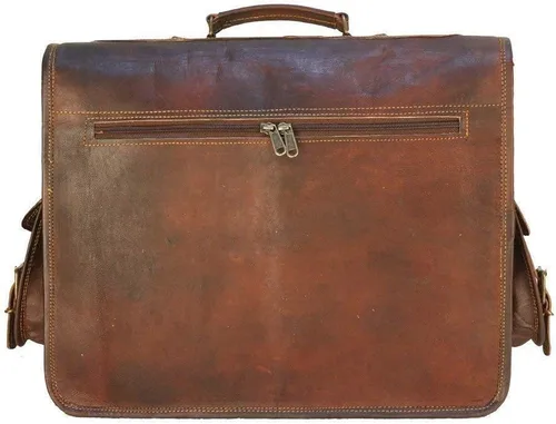 Vista 6 de Bolsas de cuero para computadora portátil para hombre, bolso de mensajero de cuero de grano completo, maletín de cuero, bolso de hombro cruzado