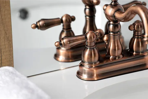 Vista 2 de Kingston KB160ALAC - Grifo de baño central de 4 pulgadas, cobre antiguo
