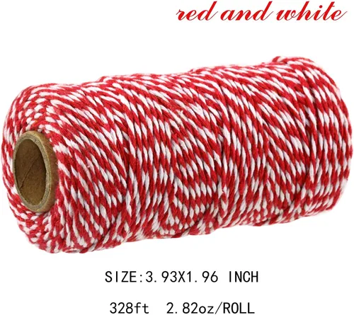 Vista 3 de UNIQUEED - Cuerda de algodón de Navidad, cuerda de algodón de 328 pies, cordel de regalo de Navidad para envolver regalos (rojo y verde) 1