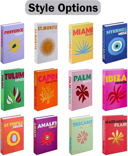 Vista 4 de Paquete de libros decorativos de moda para mesa de café, decoración inspirada en libros de estilo centro turístico de viaje, libros falsos plegables