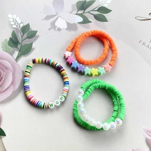 Vista 6 de 5000 cuentas de arcilla gris oscuro de arcilla polimérica Heishi cuentas espaciadoras planas redondas para pulseras, aretes, collares, manualidades