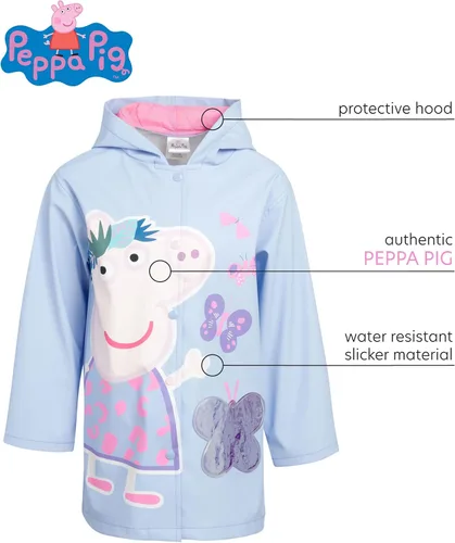 Vista 2 de Hasbro Peppa Pig - Chaqueta impermeable para niña pequeña, rompevientos (2T-5), Peppa Pig