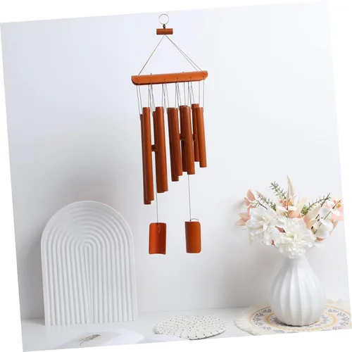 Vista 4 de VICASKY Carillón de viento decorativo de bambú de 10 tubos para relajar la música, colgante para el hogar, adorno calmante y melodioso regalo