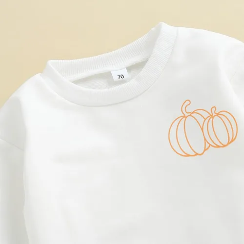 Vista 5 de Conjunto de sudadera de calabaza para bebé y niña, para Halloween, para otoño e invierno