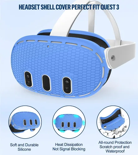 Vista 2 de Silicone Cover Set Compatible with OculusMeta Quest 3, Touch Controller Grips Cover, VR Shell Cover, Facial Interface Cover, Protective Lens Cover