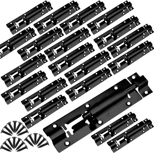 Vista 9 de SINJEUN Paquete de 30 pernos de barril de 3 pulgadas, cerradura deslizante de acero inoxidable, pestillo de puerta grueso con 120 tornillos