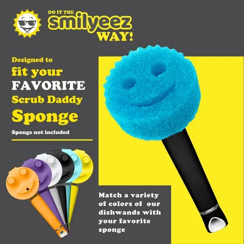 Vista 3 de El mango sonriente original con dispensador de jabón de Smilyeez para el combo de esponja sonriente y Smilyeez Dishwand (negro)