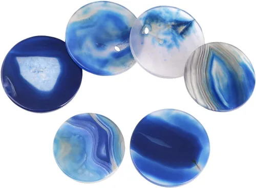 Vista 8 de mookaitedecor Juego de 6 tarjetas de mesa de ágata pulida, geoda de ágata, decoración de boda, paquete de 6 Natural Green Blue Agate Stone, Table