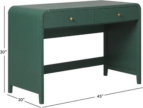 Vista 3 de Walker Edison Zoey - Escritorio moderno con diseño curvo con cajón, 45 pulgadas, color verde