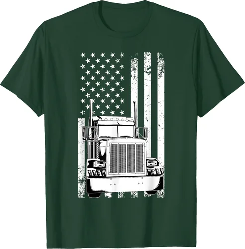 Vista 84 de Camión conductor bandera americana camionero vintage hombres mujeres regalo camiseta