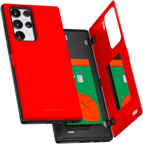 Vista 101 de GOOSPERY Funda tipo cartera para Samsung Galaxy S22 Ultra, [tarjetero] parachoques magnético de puerta con cierre automático, cubierta protectora