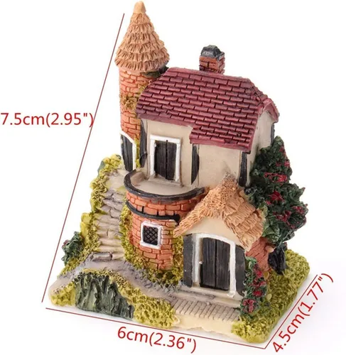 Vista 7 de 4 piezas de casa en miniatura de hadas, jardinería, micro paisaje, pueblo, piedra, bonsái, terrario, manualidades, adornos, accesorios, decoración