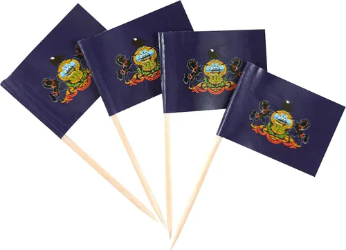 Vista 39 de QQSD Bandera de palillo de dientes de Alabama para decoración de cupcakes, 100