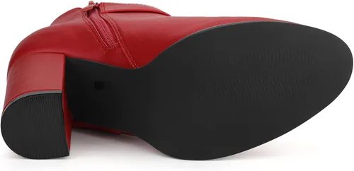 Vista 6 de Allegra K Botines de tacón grueso con hebilla circular y punta redonda para mujer