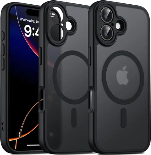 Vista 82 de Oterkin Funda magnética para Samsung Galaxy A17 mate, funda de teléfono A17 compatible con MagSafe esmerilada, translúcida, a prueba de golpes Negro