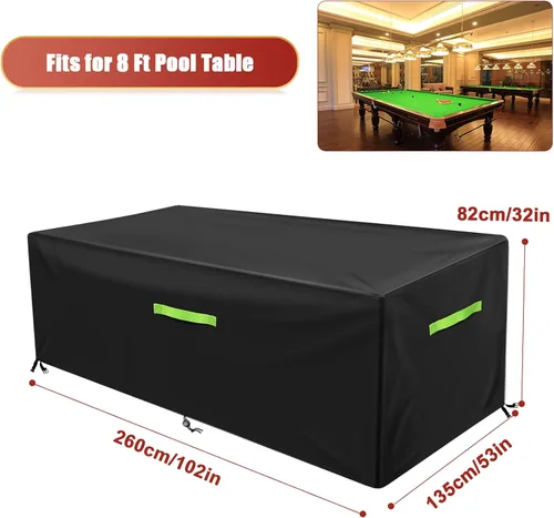 Vista 7 de GEMITTO Cubierta para Mesa de Billar de 7/8/9 Pies, Cubierta de Billar Impermeable de Tela de Poliéster para Mesa de Snooker Billar
