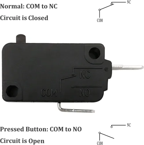 Vista 6 de Pieza de repuesto para interruptor de puerta de horno de microondas, 16A 125VAC, KW3AT-16 (compatible con KW3A-16), normalmente cerrado, 1 unidad