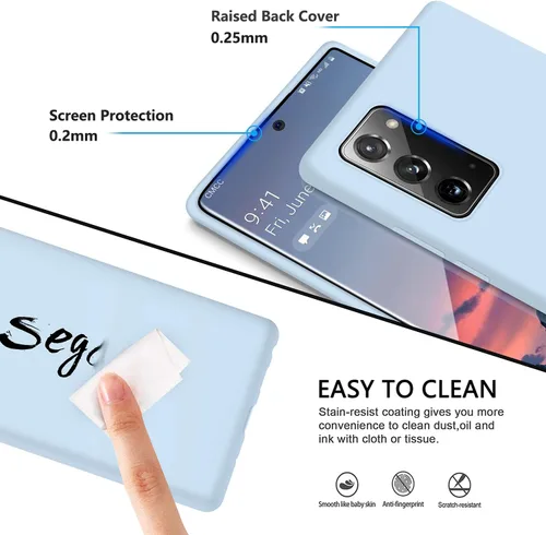 Vista 3 de Diseñada para Galaxy Note 20, funda de goma de gel de silicona líquida a prueba de golpes, cojín de forro de tela de microfibra suave compatible