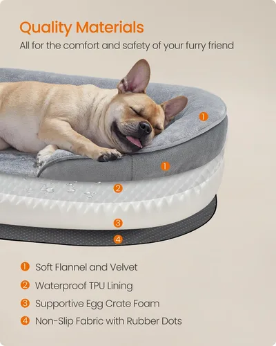 Vista 5 de Feandrea - Cama ortopédica para perros, sofá para perros de 30 pulgadas con funda extraíble lavable Medium Pet Sofa with Egg Crate Foam, Comfy