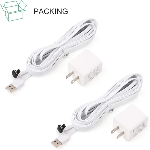 Vista 7 de Paquete de 2 cables de alimentación para Arlo Pro y Arlo Pro 2, cable USB resistente a la intemperie de 16.4 pies, con adaptador de corriente 3.0