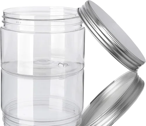 Vista 5 de Paquete de 12 tarros de plástico transparente con tapas de rosca, recipientes de plástico recargables de boca ancha para almacenamiento de limo