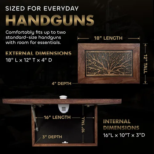 Vista 7 de Bellewood Designs Birds in a Tree - Caja fuerte oculta para armas – Decoración de ocultación de armas hecha a mano – Estante oculto para armas