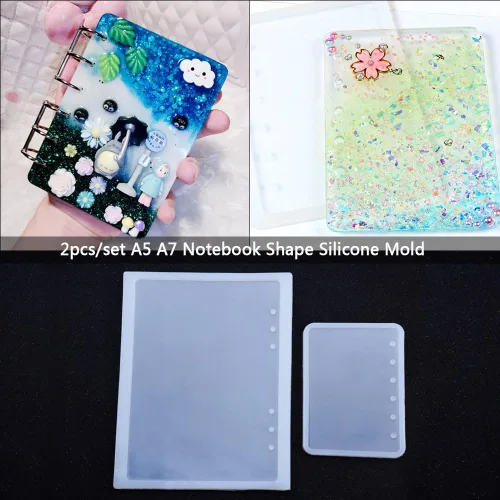 Vista 4 de 2 unids/set A5 A7 cuaderno forma arte decorativo resina de silicona para DIY cubierta de bloc de notas de cristal