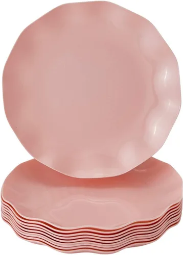 Vista 7 de Silver Spoons Platos de postre desechables 10 piezas Platos de plástico resistente Elegante aspecto fino de porcelana Velo, marfil