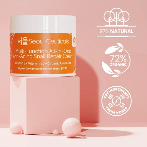 Vista 5 de SeoulCeuticals Juego coreano para el cuidado de la piel, contiene crema hidratante de caracol + máscara de gelatina coreana. Este potente juego