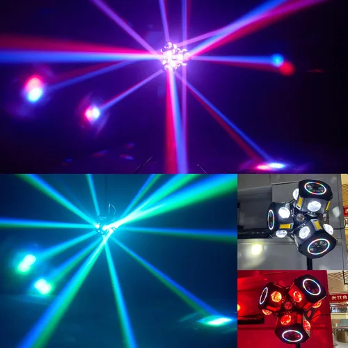 Vista 7 de Luz de escenario de cabeza móvil de 3 cabezales con soporte, luces LED de DJ con soporte de montaje, efecto estroboscópico RGBW DMX512 luces