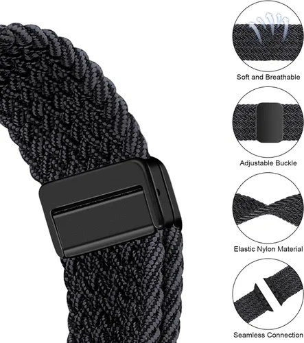 Vista 4 de Correa de nailon compatible con Samsung Galaxy Watch 7/6/5/4/FE 1.732 in 1.575 in/Galaxy Watch 5 Pro 1.772 in/Watch 4/6 Classic 1.850 in 1.811 in