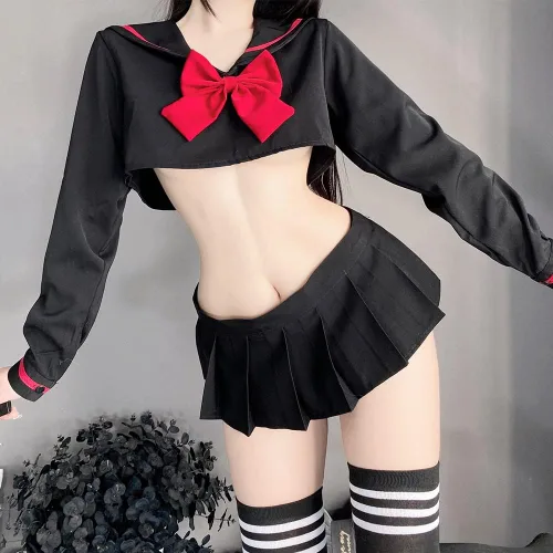 Vista 6 de Conjunto de ropa interior sexy de marinero para colegiala y colegiala