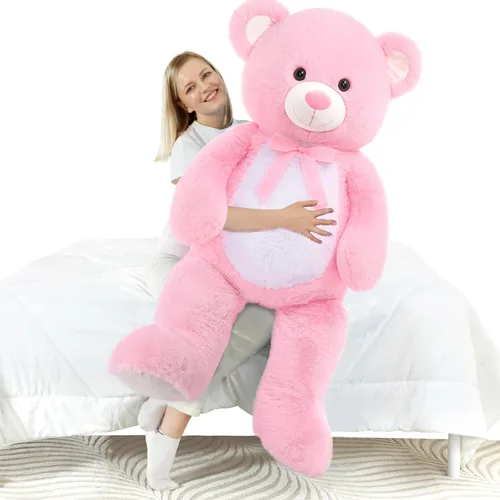 Vista 12 de MorisMos Oso de peluche gigante de 5 pies, 59 pulgadas, oso de peluche negro grande para decoración de fiesta de baby shower, regalo de animal
