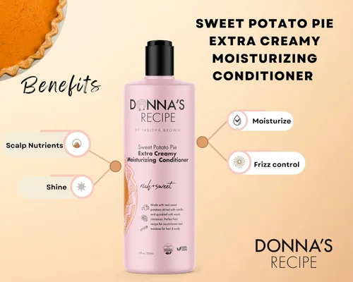 Vista 2 de Receta de Donna por Tabitha Brown Acondicionador extra cremoso de tarta de batata – Sin sulfato, hidratación con beta-caroteno, vegano, 8 oz