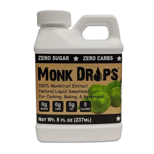 Vista 5 de Monk Drops - Edulcorante líquido 100% de fruto del monje, no glucémico, cero calorías, cero azúcar, sin agua añadida, concentrado de fruto del monje