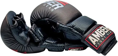 Vista 2 de Contender Sparring MMA Gloves, Real Leather Hybrid Grappling Gloves for Martial Arts, Boxing, Combat Training, Open Palm, Padded Half Thumb